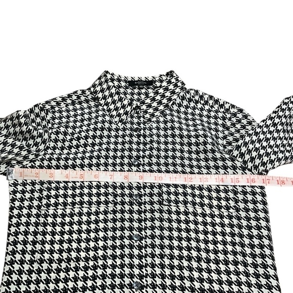 ARITZIA BABATON 100% Silk Black / White Houndstooth Button Front Shirt US Sz XXS - Picture 6 of 9